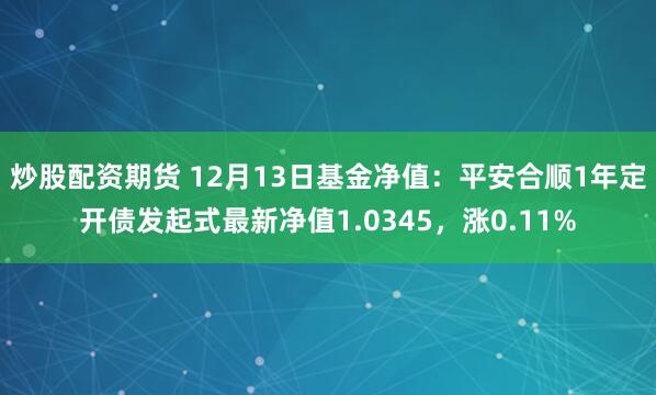 炒股配资期货 12月13日基金净值：平安合顺1年定开债发起式最新净值1.0345，涨0.11%